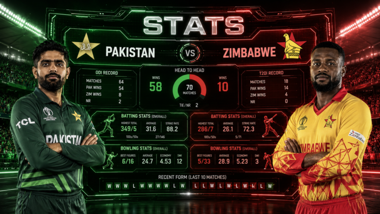 Pakistan National Cricket Team Vs Zimbabwe National Cricket Team Stats