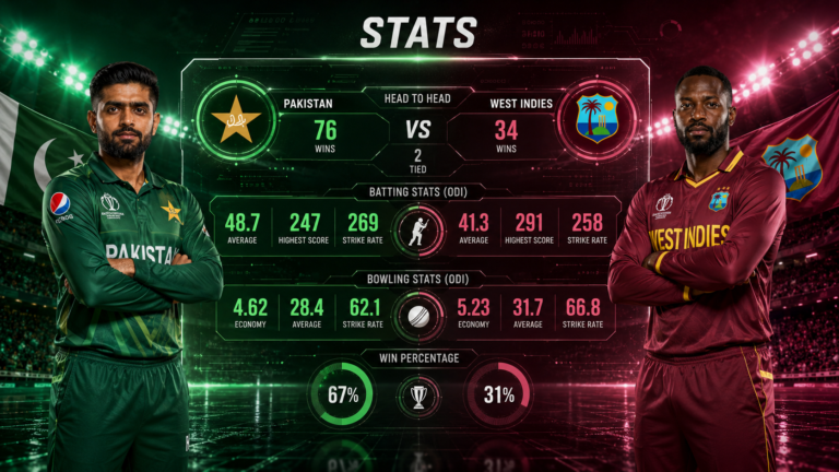 Pakistan National Cricket Team Vs West Indies Cricket Team Stats