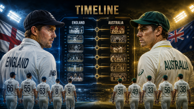England Cricket Team Vs Australian Men's Cricket Team Timeline