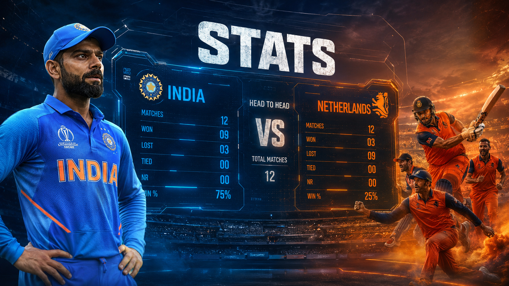 India National Cricket Team Vs Netherlands National Cricket Team Stats