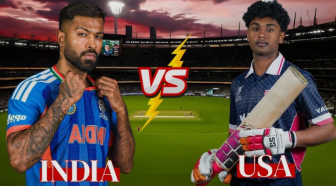 India National Cricket Team Vs United States National Cricket Team Match Scorecard creat a simpal images with team name and latest team photo not add other text